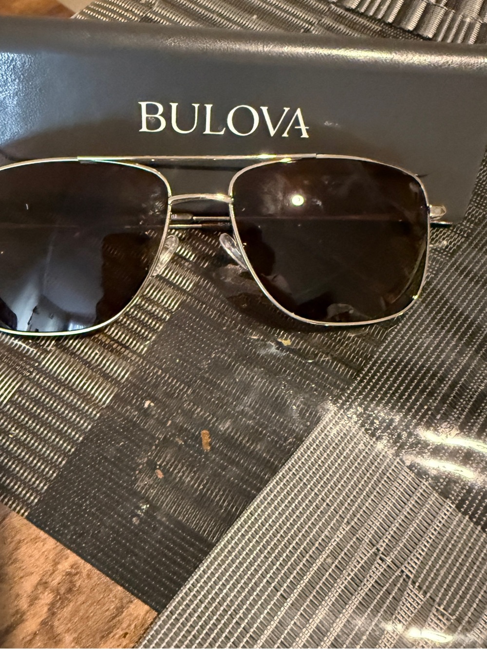 Bulova Silver Frame Sunglasses with Black Lenses